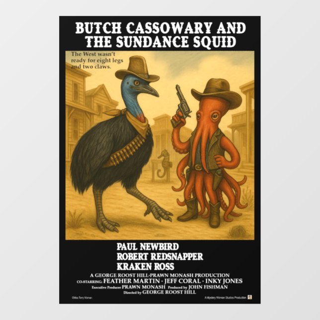 Butch Cassowary & the Sundance Squid Window Cling (Sheet)