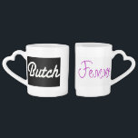 Butch   Femme Loving Couple Mug Set<br><div class="desc">Can you imagine a cuter gift for the butch/femme couple you love most? Whether there’s a birthday coming up or a wedding shower, you know which present you’re going to pick. Got a good thing going on? Get this mug set for yourself and your sweetie! Makes a great gift for...</div>