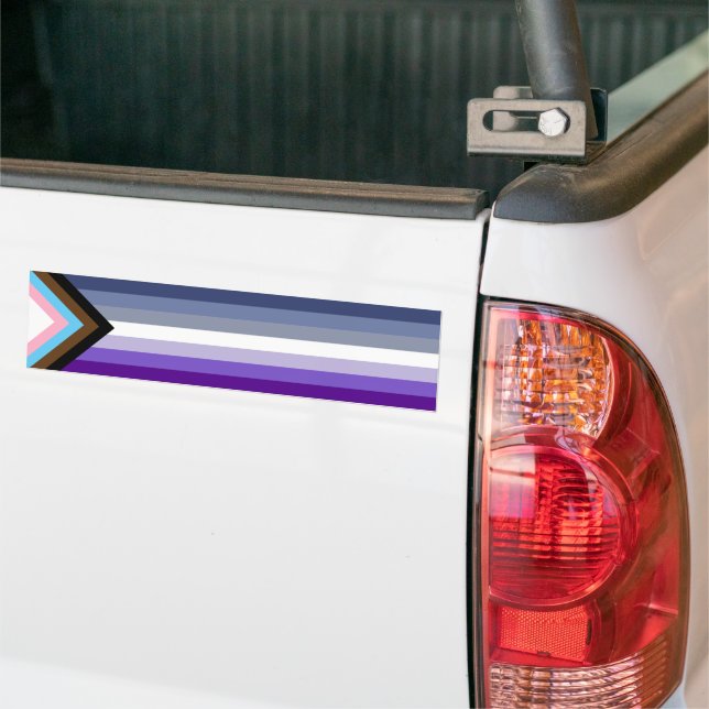 Butch Lesbian Progress Pride House Flag Bumper Sticker (On Truck)