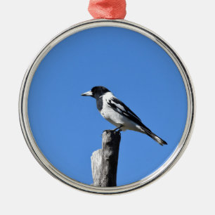 BUTCHER BIRD ON A POST IN RURAL AUSTRALIA METAL ORNAMENT