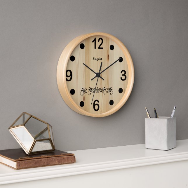 Butcher Block Wood - Personalized Clock (Office)