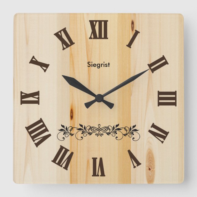 Butcher Block Wood Style Clock | Zazzle (Front)