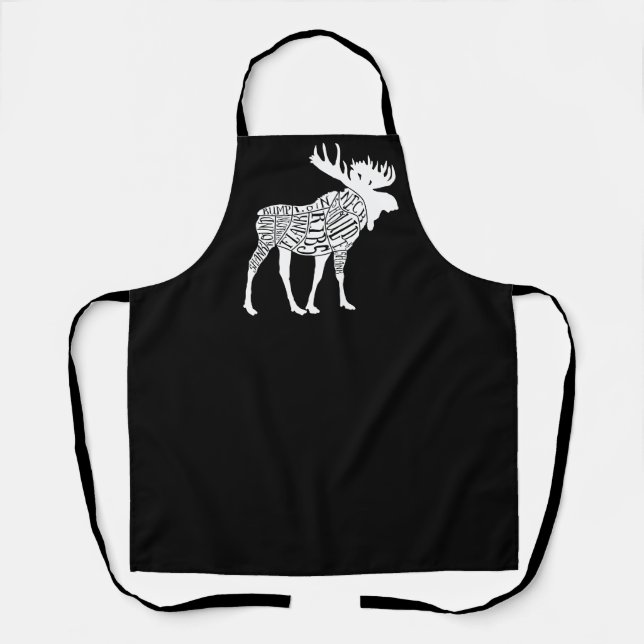 Butcher diagram meat cuts clock hunting moose apron (Front)