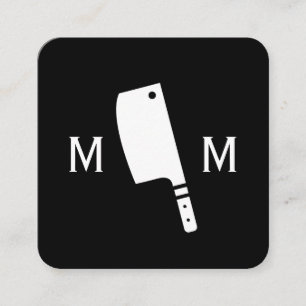 Butcher Knife Monogram Square Business Card