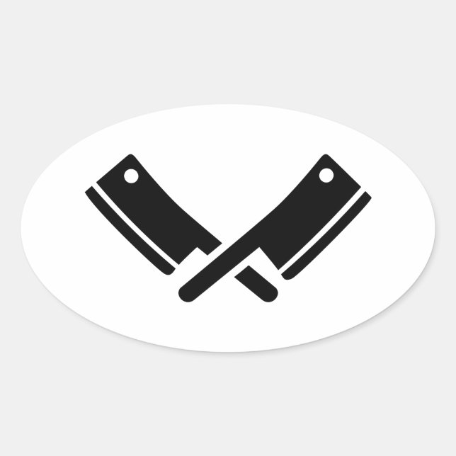 Butcher knives cleaver oval sticker (Front)
