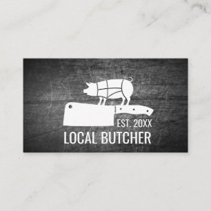 Butcher Meat Cut Chart   Scratched Metal Business Card