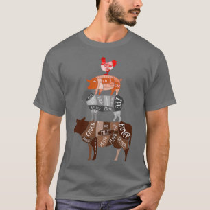 Butcher Meat Cuts Diagram Butcher Chef Sous Chef L T-Shirt