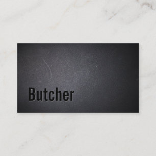 Butcher Modern Bold Text Elegant Dark Minimalist Business Card