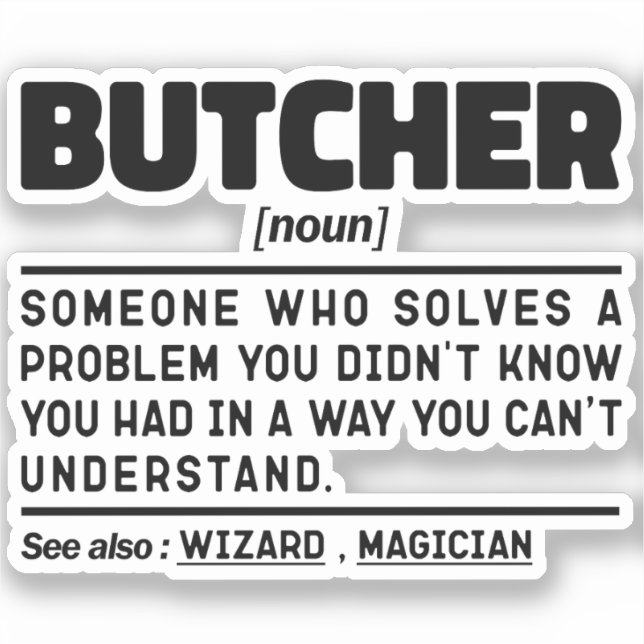 Butcher Noun Definition Birthday Gift Idea Funny (Front)