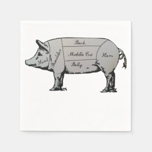 Butcher Pig Diagram Napkin