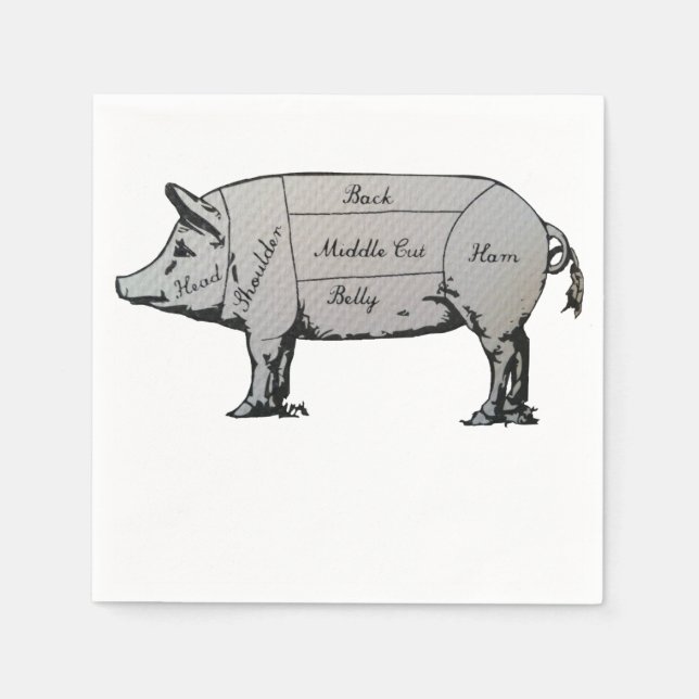 Butcher Pig Diagram Napkin (Front)