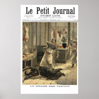 Butcher shop murder - 1892 French newspaper print