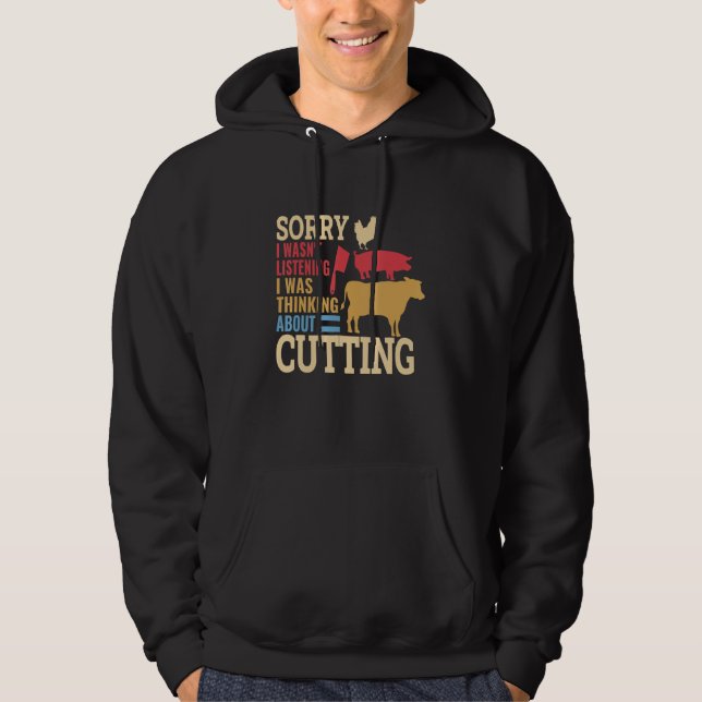 Butcher Slaughter Knife Pork Cattle Cow Butchers M Hoodie (Front)