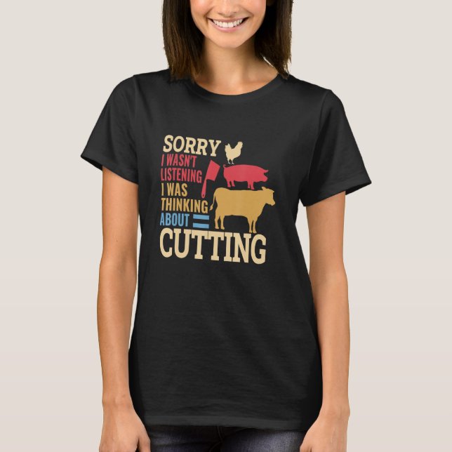 Butcher Slaughter Knife Pork Cattle Cow Butchers M T-Shirt (Front)