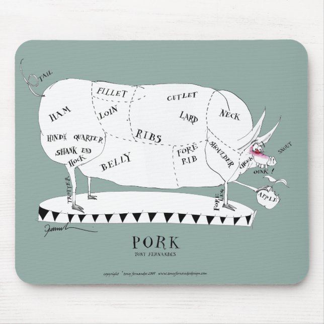 butchers cuts pig, tony fernandes mousemat mouse pad (Front)