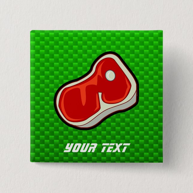 Butcher's Steak; Green 2 Inch Square Button (Front)