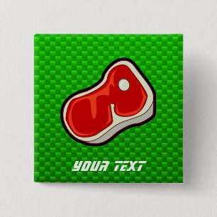 Butcher's Steak; Green 2 Inch Square Button