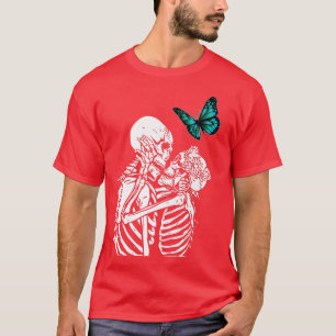 Buterfly Kissing Skeleton Grunge Fairycore Goth Ha T-Shirt