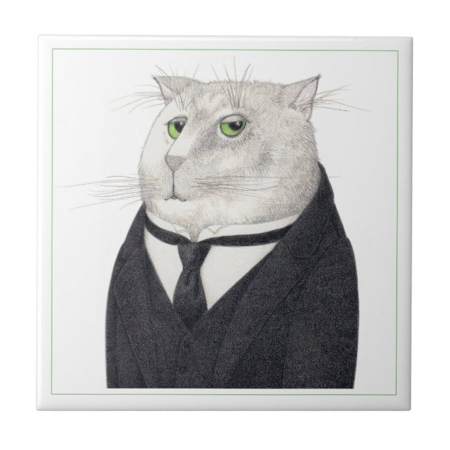 BUTLER CAT 4.25" Square Ceramic Tile (Front)