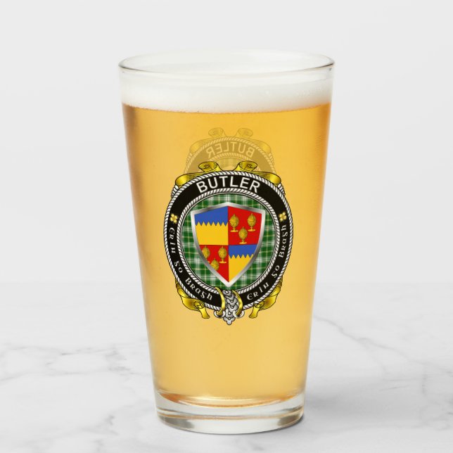 Butler Irish Shield Beer Glass (Front Filled)