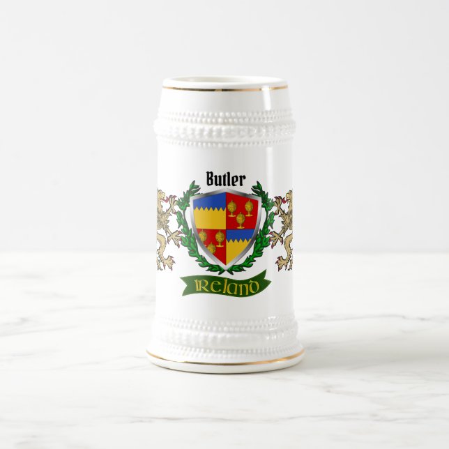 Butler Irish Shield Personalized  Beer Stein (Center)