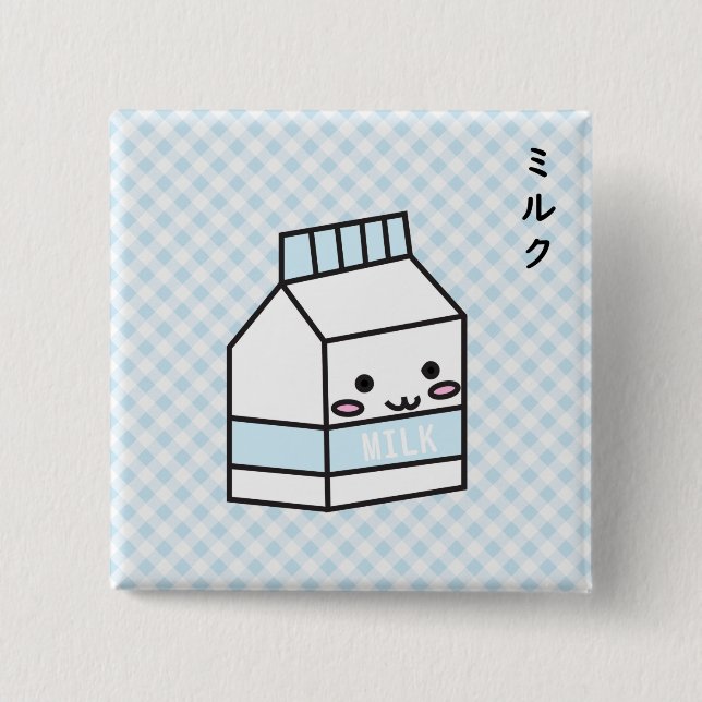 Buton milk box miruku 2 inch square button (Front)