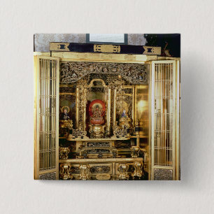 Butsudan shrine from a Damio's palace at Kyoto 2 Inch Square Button