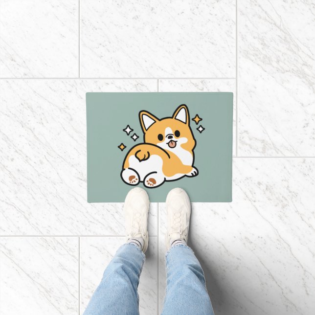 Butt First, Let's Nap – Cute Corgi Butt Cartoon Doormat (Indoor)