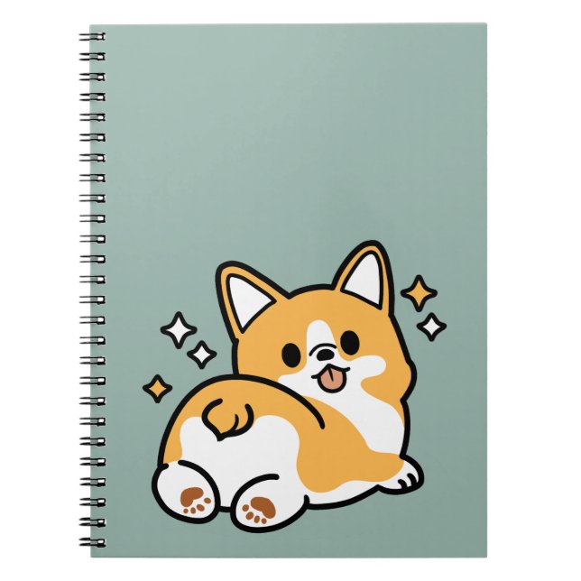 Butt First, Let's Nap – Cute Corgi Butt Cartoon Notebook (Front)