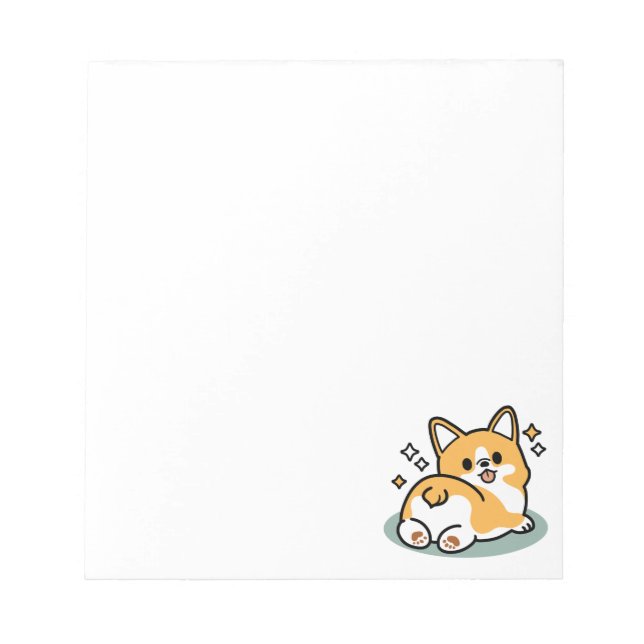 Butt First, Let's Nap – Cute Corgi Butt Cartoon Notepad (Front)