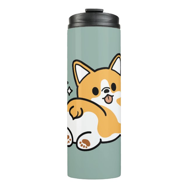 Butt First, Let's Nap – Cute Corgi Butt Cartoon Thermal Tumbler (Front)