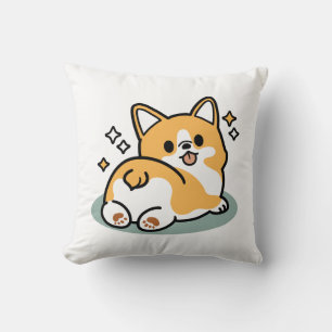 Butt First, Let's Nap – Cute Corgi Butt Cartoon Throw Pillow