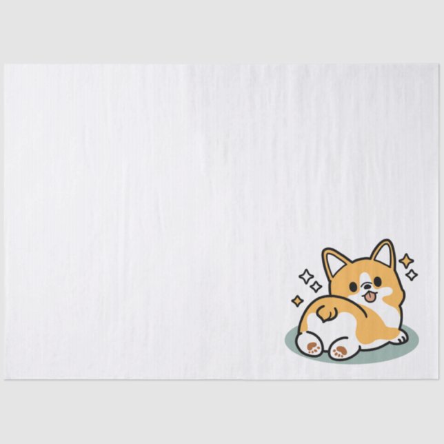 Butt First, Let's Nap – Cute Corgi Butt Cartoon Tissue Paper (Front)