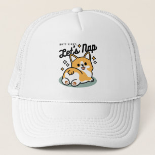 Butt First, Let's Nap – Cute Corgi Butt Cartoon Trucker Hat