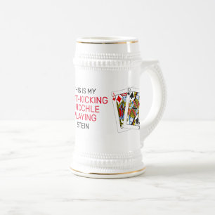 Butt Kicking Pinochle Playing Beer Stein