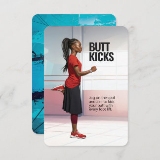 Butt Kicks Fitness Card with Blue Backing