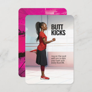 Butt Kicks Fitness Card with Pink Backing