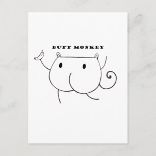 Butt Monkey Black and White Postcard