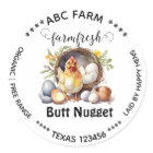 Butt nuggets egg carton label