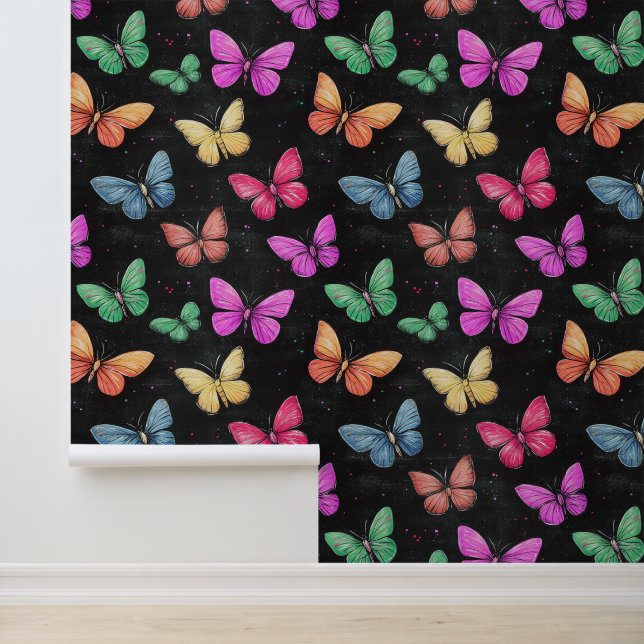 Buttefly Colourful Insect Collection Pattern Wallpaper (Application)