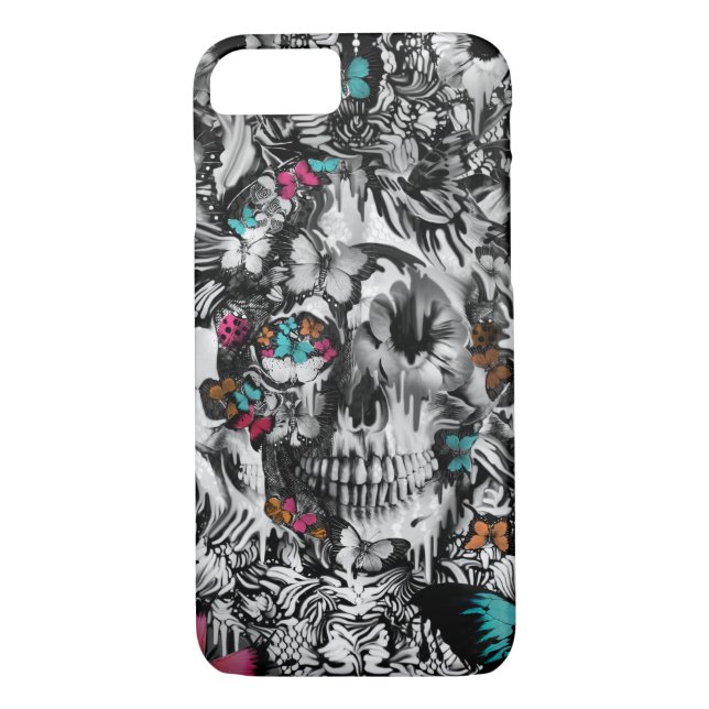 Butter and bones, floral skull pattern Case-Mate iPhone case (Back)