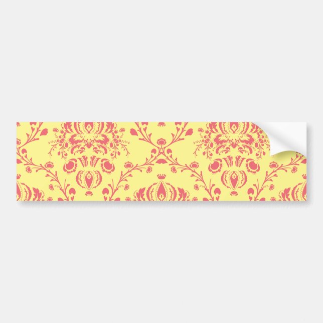 Butter and Cranberry Damask Bumper Sticker (Front)