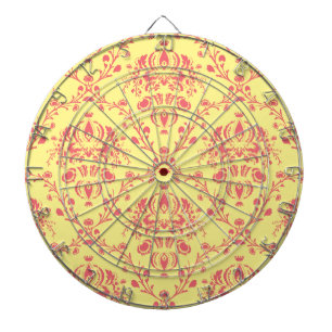 Butter and Cranberry Damask Dartboard