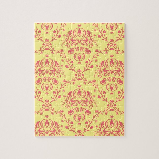 Butter and Cranberry Damask Jigsaw Puzzle (Vertical)
