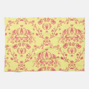 Butter and Cranberry Damask Kitchen Towel