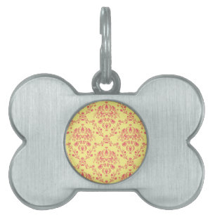 Butter and Cranberry Damask Pet ID Tag