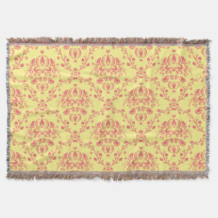 Butter and Cranberry Damask Throw Blanket