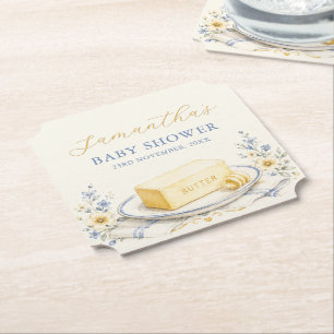 Butter Believe it Butter Baby Shower  Paper Coaster