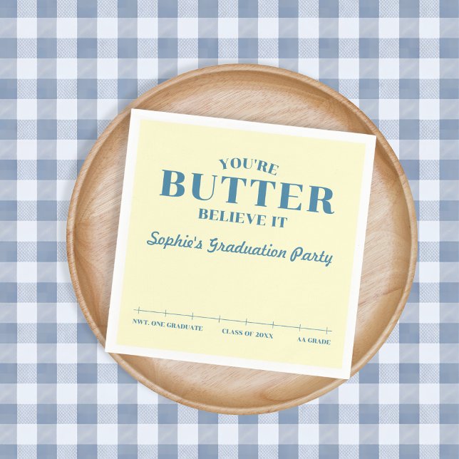 Butter Believe It Yellow Grade AA 2026 Graduation Napkin (Butter Believe It Yellow Grade AA 2026 Graduation Napkins)