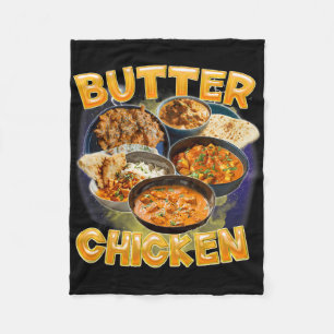Butter Chicken Meme Indian Food Murgh Makhani Vint Fleece Blanket